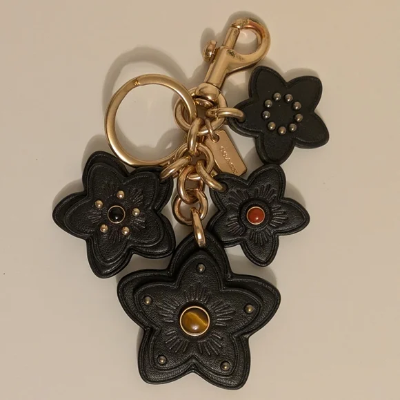 Rare COACH Wildflower Mix Floral Leather Bag Charm - Picture 2 of 7